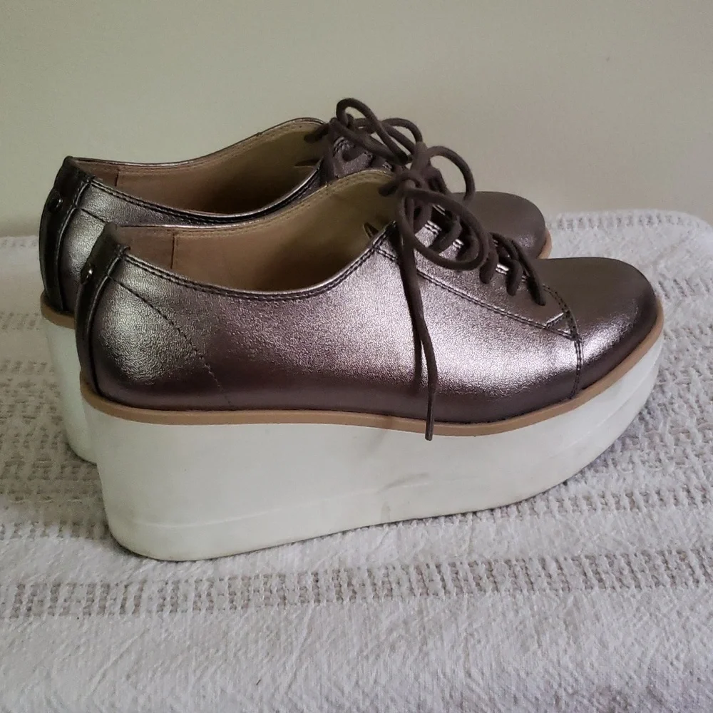 F EFE wedge platform metallic lace up  loafers punk, schoolgirl, tennis sneakers